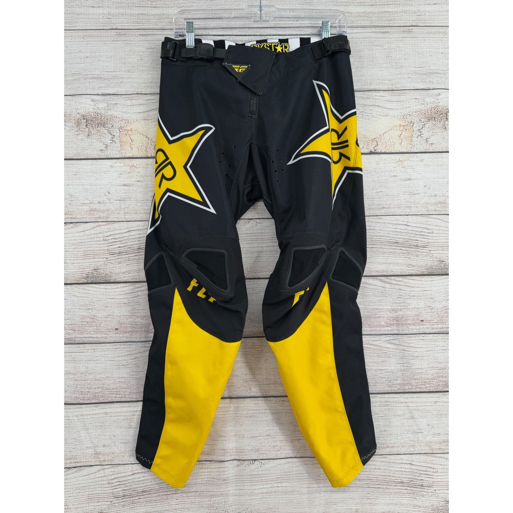Fly Racing Kinetic Pants Mens 28 Black Yellow Rockstar Energy Motocross MX Gear